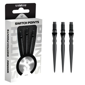 Winmau Steel Tip Switch Point Dart Wechsel- Spitzen Schraubspitzen Groove Schwarz Groove 26 mm