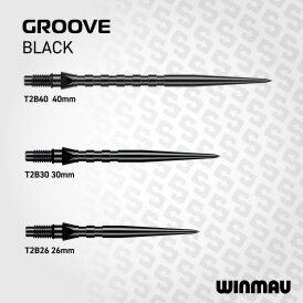 Winmau Steel Tip Switch Point Dart Wechsel- Spitzen Schraubspitzen Groove Schwarz Groove 26 mm