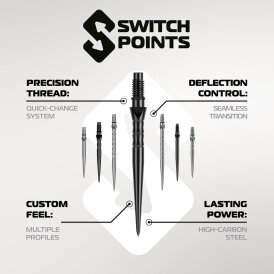 Winmau Steel Tip Switch Point Dart Wechsel- Spitzen Schraubspitzen Groove Silber Groove 26 mm