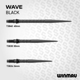 Winmau Steel Tip Switch Point Dart Wechsel- Spitzen Schraubspitzen Wave Schwarz Wave 30 mm