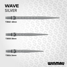 Winmau Steel Tip Switch Point Dart Wechsel- Spitzen Schraubspitzen Wave Silber Wave 26 mm