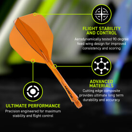 Winmau Dart Fusion Flight- Schaftsystem Nr.6 S Kurz Neon Orange
