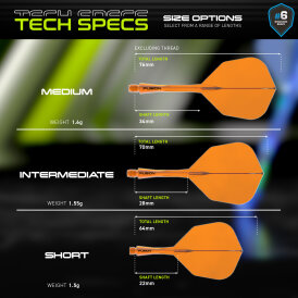 Winmau Dart Fusion Flight- Schaftsystem Nr.6 M Mittel Neon Orange