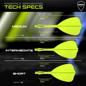 Winmau Dart Fusion Arrow Flight- Schaftsystem Arrow S Kurz Neon Gelb