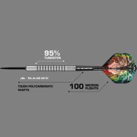 Mission Darts Steel Darts Dominik Grüllich Domi Silver-Black 95% Tungsten Steeltip Darts Steeldart