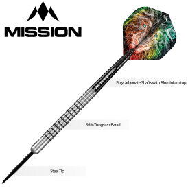Mission Darts Steel Darts Dominik Grüllich Domi Silver-Black 95% Tungsten Steeltip Darts Steeldart 23,5 g