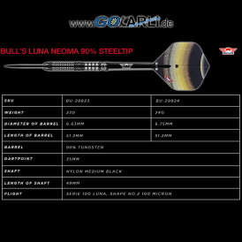 "Leicht bespielt" - BULLS NL Steel Darts Luna Neoma 90% Tungsten Steeltip Darts Steeldart 24 g