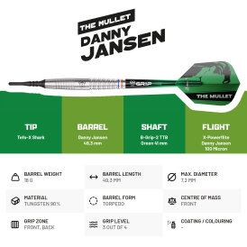 BULL´S Soft Darts Danny Jansen The Mullet G2 90% Tungsten Soft Dart Softdart Softtip 20 g