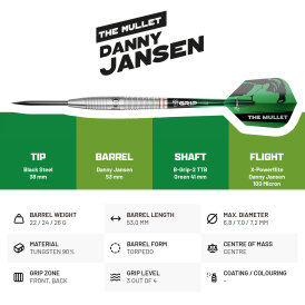 BULL´S Steel Darts Danny Jansen Menum G2 90% Tungsten Steel Dart Steeldart Steeltip 24 g