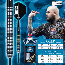 one80 Soft Dart Boris Koltsov The Viking Signature VHD 90% Tungsten Softtip Dart Softdart 18 g