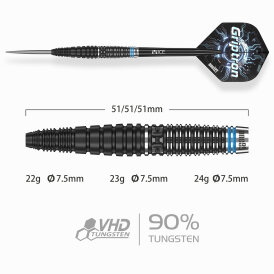 one80 Steel Dart Griptron GT1 VHD 90% Tungsten Steeltip Dart Steeldart