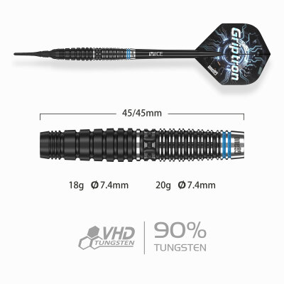 one80 Soft Dart Griptron GT1 VHD 90% Tungsten Softtip Dart Softdart
