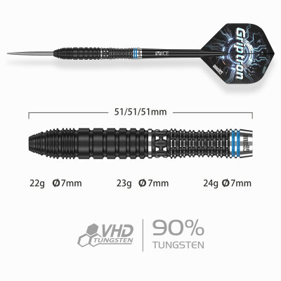 one80 Steel Dart Griptron GT2 VHD 90% Tungsten Steeltip Dart Steeldart