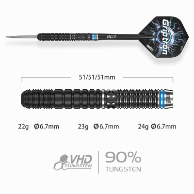 one80 Steel Dart Griptron GT4 VHD 90% Tungsten Steeltip Dart Steeldart