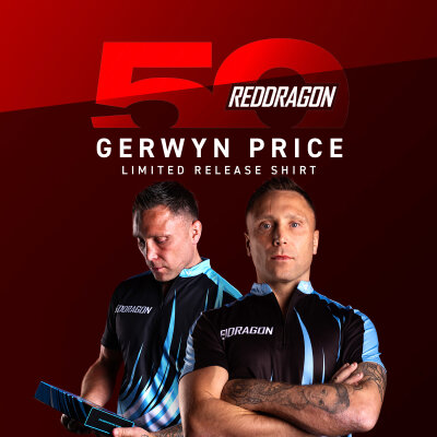 Red Dragon Darts Gerwyn Price The Iceman 50 Years Player Limited Edition Player Shirt Matchshirt Dart Shirt Trikot Design 2025