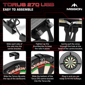 Mission Dart Torus 270 Light klappbar mit USB-C Anschluss Dartboard Light Dartboardbeleuchtung Dartscheiben Licht verschiedene Farben