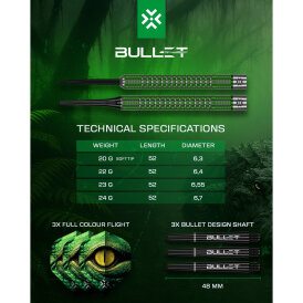 Bullet Soft Darts Gator 90% Tungsten Softtip Darts Softdart 20 g