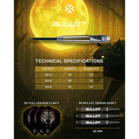 Bullet Steel Darts Fang Gold 90% Tungsten Steeltip Darts Steeldart