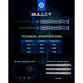 Bullet Steel Darts Hydra 95% Tungsten Steeltip Darts Steeldart