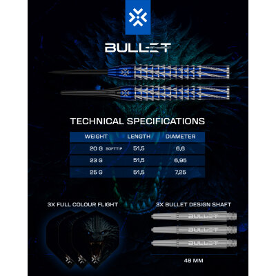 Bullet Soft Darts Hydra 95% Tungsten Softtip Darts Softdart 20 g