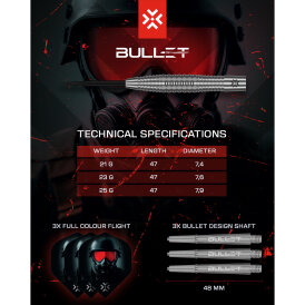 Bullet Steel Darts Ranger 90% Tungsten Steeltip Darts Steeldart 25 g