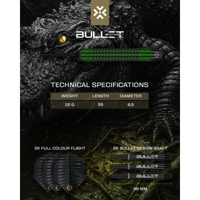 Bullet Steel Darts Gator Brass  Messing Steeltip Darts Steeldart 22 g