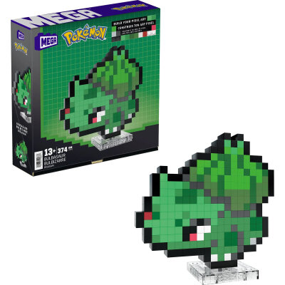 Pok�mon Bulbasaur Bulbizarre Bisasam MEGA-Bausatz Pixel Art mit 374Teilen Mattel HTH75 / Verpackung besch�digt