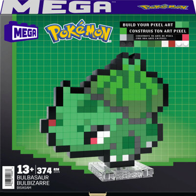 Pok�mon Bulbasaur Bulbizarre Bisasam MEGA-Bausatz Pixel Art mit 374Teilen Mattel HTH75 / Verpackung besch�digt