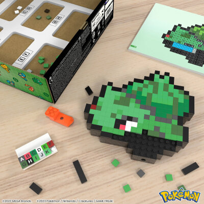 Pok�mon Bulbasaur Bulbizarre Bisasam MEGA-Bausatz Pixel Art mit 374Teilen Mattel HTH75 / Verpackung besch�digt