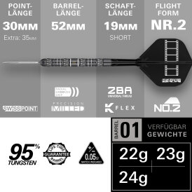 Target Steel Darts SWISS Point Chris Dobey Hollywood 95K 95% Tungsten Steeltip Dart Steeldart 24 g
