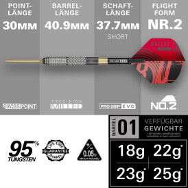Target Steel Darts SWISS Point Stephen Bunting The Bullet G 5 Void 95% Tungsten Steeltip Dart Steeldart 18 g