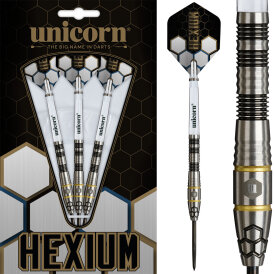 "Verpackung beschädigt" - Unicorn Steel Darts Hexium 1 90% Tungsten Steeltip Darts Steeldart 24 g
