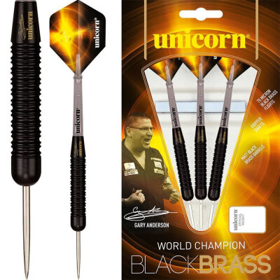 Unicorn Steel Darts Gary Anderson Black Brass P1 Steeltip Darts Steeldart