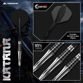 Mission Darts Steel Darts Katana 95% Tungsten mit Caliburn EVO-Spitze Steeltip Darts Steeldart