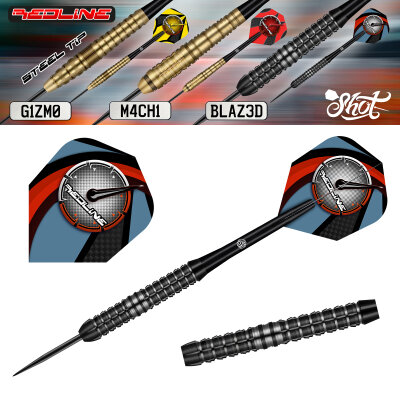 Shot Steel Darts Redline Blazed 80% Tungsten Steeltip Darts Steeldart 28 g / leicht bespielt