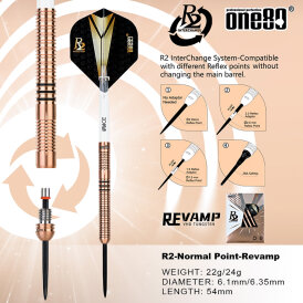 one80 Steel Darts R2 Revolution R2 Interchange Re-vamp 2,35 mm Point VHD Steeltip Dart Steeldart 22 g / stark bespielt