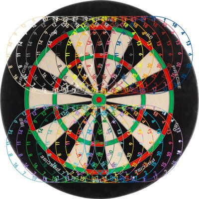 Precise180 Dart Endorphine Dartbaord Dartscheibe mit w�hlbarem Zahlenring inkl. 4 Magnethaltern