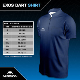 Mission Darts EXOS Cool - Dart Shirt - Collarless Shirt Dartshirt Trikot Marine Blau Größe 5XL
