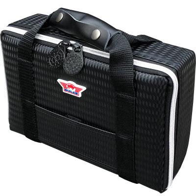 "Ohne Verpackung" - BULL´S NL Ubertas XL Black Carbon Style Case Dartkoffer Darttasche Dartcase