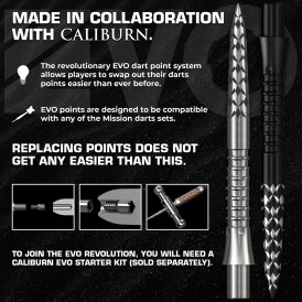 Mission Caliburn EVO Point Dart Wechsel- Spitzen Schraubspitzen Schwarz GV Logo 38 mm