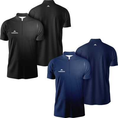 Mission Darts EXOS Cool - Dart Shirt - Collarless Shirt Dartshirt Trikot Marine Blau Größe M