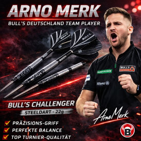 BULL´S Steel Darts Challenger Arno Merk 90% Tungsten Steeltip Darts Steeldart 22 g
