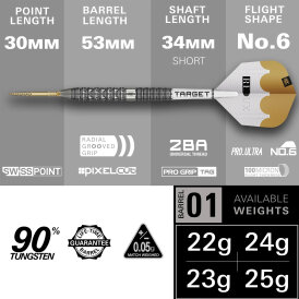 Target Steel Darts SWISS Point Redux 01 90% Tungsten Steeltip Darts Steeldart 22 g / leicht bespielt