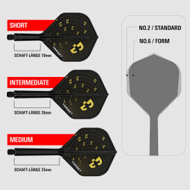 Target Dart K-Flex Bolide Flight- Schaftsystem patentierten Twist-System Standard Nr.2 S Kurz