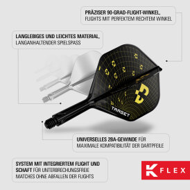 Target Dart K-Flex Bolide Flight- Schaftsystem patentierten Twist-System Standard Nr.2 IM Intermediate