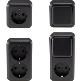 FASKO Schutzkontakt-Steckdose-Schalter, Anthrazit 250V~/...