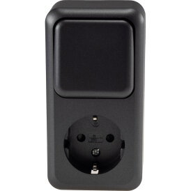 FASKO Schutzkontakt-Steckdose-Schalter, Anthrazit 250V~/ 16A, Aufputz verschiedene Modelle