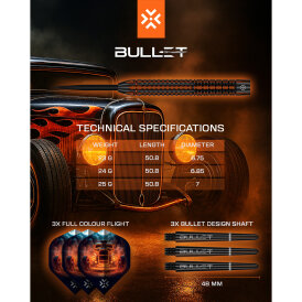Bullet Steel Darts Hotrod 97,5% Tungsten Steeltip Darts Steeldart