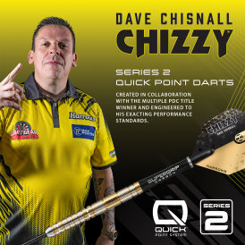 Harrows Steel Darts Quick Point Dave Chisnall Chizzy Series 2 90% Tungsten Steeltip Dart Steeldart