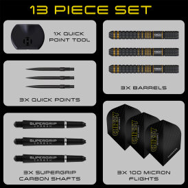Harrows Steel Darts Quick Point Dave Chisnall Chizzy Series 3 90% Tungsten Steeltip Dart Steeldart